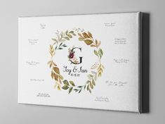 Elegant Script Wedding Logo Guest Book GB92 Alternative Signature Guest Book Ideas for Wedding SALE 50/% Off Monogram Canvas Guest Book