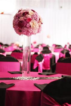 92 Best Pink And Black Wedding Ideas Images Quinceanera Our Peonies And Rose Centerpiece For A Pink Black Theme Wedding Notice The Bling Crystals