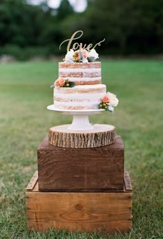 Naked Cake Gold Love Topper Pink Flowers Heidi Vail Naked Cake Gold Love Topper Pink Flowers Heidi Vail