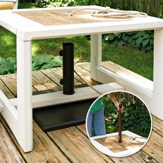 8 Best Diy Umbrella Base Images Backyard Patio Garden Decorations Get Even More Use Out Of Your Outdoor Side Table By Sliding An Umbrella Stand Into The Center