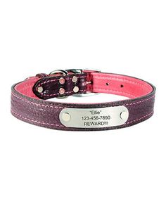 Leather Dog Collars Personalized With Pink Small Elegant Style Name Leather Dog Collars Personalized With Pink Small Elegant Style Name