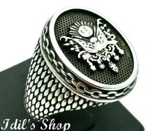Head 3D Solide 925 Sterling Argent Mens Bague Fait main Ottoman AAA Quality