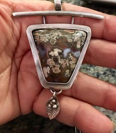 Fused Dichroic Glass Ball Cabochon Circular Pendant in Sterling Silver by SmithSilver