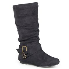 Enjoy endless outfit options with these Journee Collection Shelley boots.Click this FOOTWEAR GUIDE to find the perfect fit and more!BOOT FEATURESLow heel offers comfort and stability.BOOT CONSTRUCTIONBrushed fabric upperManmade liningTPR outsoleBOOT DETAILSRound toePull-onLightly padded footbed0.25-in. heel12-in. shaft13.5-in. circumference16-in. wide calf boot circumference Size: Medium (7). Color: Black. Gender: female. Age Group: kids. Pattern: Solid.