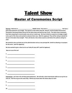 talent show program template word