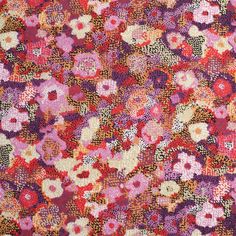 PRINTED Cotton POPLIN Dressmaking Fabric Material DAISY TAUPE