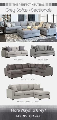 Grey sofas & sectional sofas are the perfect neutral piece for any living room.  From light grey to charcoal, browse a huge selection of sofas and sectionals in every shade of grey. Apartment Living, Home Living Room, Apartment Decor, Living Room Designs, Living Room Furniture, Living Room Decor, Living Spaces, Paint Furniture, Furniture Design