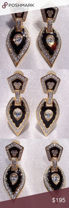Lauren Chisholm Custom Pearl Drop Earrings Seen On The Nyfw Runway Daniel Swarovski Crystal Runway Drop Earrings