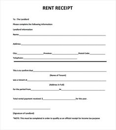 rental receipt template word