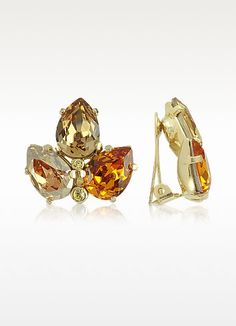 56 Best Earrings Images On Pinterest 눈에 띄는 귀걸이 핸드메이드 68 00 Amber Tones Arranged In An Elegant Gold Tone Leaf Setting Create A