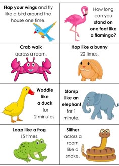 20 animal movement cards top teacher innovative and creative wild game activity charts