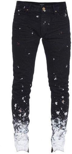 Joseph Papa Mens Fashion Slim Fit Black 3D Printed Jeans Casual Colored Painted Pants