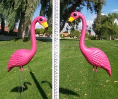 Pair Devil Flamingos Lawn Orn Halloween Goth Punk