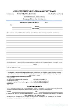 9 best contractor forms images proposal templates construction