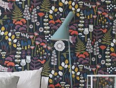 Roommates Lily Pad color azul Papel pintado