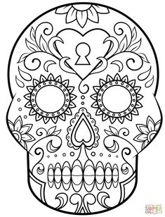 day of the dead sugar skull coloring page free printable
