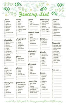 simple shopping list template
