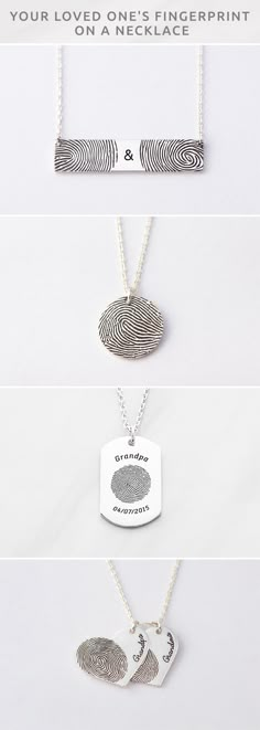 Fingerprint bar necklace • Tear drop fingerprint necklace • Fingerprint charm necklace • Dog Tag Fingerprint Necklace • Fingerprint & Handwriting Bar Necklace • Sterling silver fingerprint jewelry • Personalized fingerprrint necklace • Actual fingerprint necklace • Sterling silver memorial necklace • Personalized sympathy jewelry • Silver memorial jewelry • In memory of Mom • in loving memory gifts • sympathy gifts for loss of mother • in memory gifts • memorial gifts for loss of mother Girly Jewelry, Pretty Jewellery, Jewelry Accessories, Best Dad Gifts, Cool Gifts, Gifts For Dad