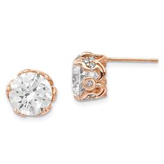 925 Sterling Silver 8mm White Czech Crystal Post Stud Earrings Ball Button Fine Jewelry Gifts For Women For Her
