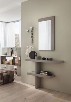 Composizione ingresso design frassino tortora Hallway Shelving, Hallway Console, Entryway Furniture, Wall Unit, Mirror Set