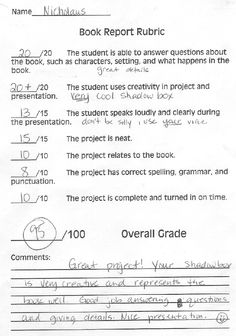 Second grade book report projects