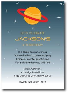outer space birthday party invitation custom printable