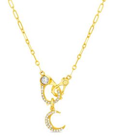 16+2 Extender Ivy and Max Gold Finish Multi-Color Cubic Zirconia Heart Pendant Necklace