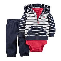 Baby Boy 3 Piece Bear Hugs Hooded Jacket /& Pants /& Bodysuit NWT Carters JOY NWT