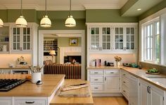 10 Beautiful Kitchens With Green Walls Timeless Fresh Kitchen Colors White Cabinetry With Wooden Furnishings And Green Walls Cupboards