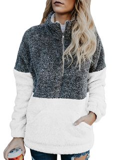 Fashion Star Womens Chunky Knitted Contrast Block Long Sleeves Round Neck Baggy Oversized Pullover Warm Jumper Sweater Top