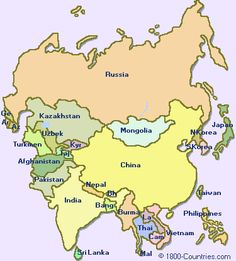 labeled map of Asia with a star marking countries where Can Do ...