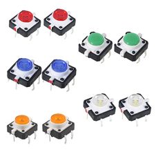5-set Tactile Push Button Switch Momentary Tact 12x12x7.3 with black caps
