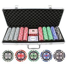 Trademark 1000 14g Tri Color Ace//King Suited Chips in Aluminum Case Silver