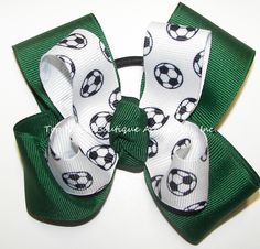 Lot 2 Soccer Ball Made to Match team Cheer Pigtail Hair Bows Set Baby Todlr Cute