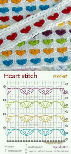 Crochet heart stitch