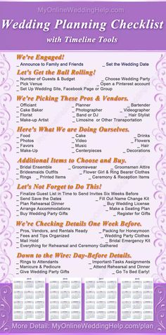 wedding planning list