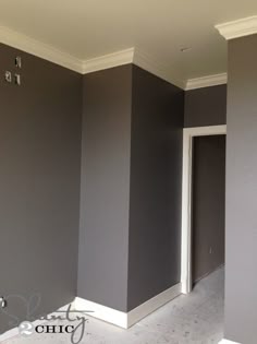 Dark Grey Paint i like the two tone paint with the white chair rail seperating the Dark Grey Paint i like the two tone paint with the white chair rail seperating the