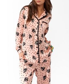 Ex Primark Navy Polka Dot Long Sleeve Boyfriend Pyjama Set 4-22