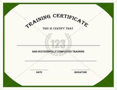 free training completion certificate templates