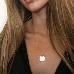 Handmade polished solid 14k rose gold 38 Solid 14K Rose Gold Disc Necklace disc necklace ~9.5mm