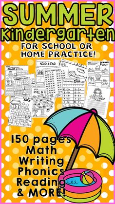 Kindergarten Summer Skills Review For Math Phonics Literacy Practice Pages Are In This Worksheet
