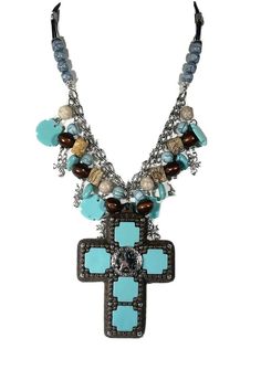 On Sale Victorian Style Rainbow Rhinestone and Brown Bead Square Pendant Necklace Costume Jewelry Fashion Accessory