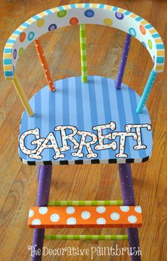 Hand Painted Child Table 2 Chairs Pretty Cool Not Sure I Child S High Seat Bar Stool By Thedecorativebrush Get Them Personalized And Or