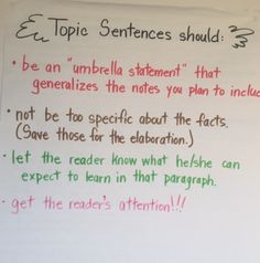writing a topic sentence