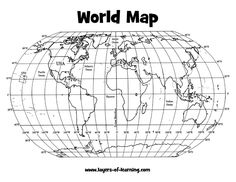 world map with latitude longitude lines map skills pinterest