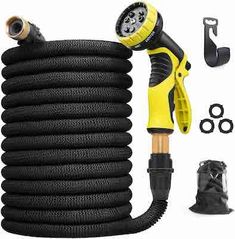 hinffinity Swimming Pool Hose Water Hose Water Playing Toy Accessories Expandable Water Hose Extra Strength Fabric Flexible Expanding Hose With Free Water Spray Nozzle