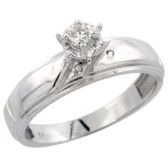 Size 10 7//32 in. wide 5.5mm Sterling Silver Diamond Engagement Ring w// 0.04 Carat Brilliant Cut Diamonds