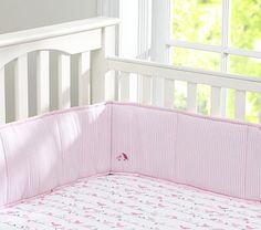 Pottery Barn Kids Embroidered Pique Nursery Crib Child Baby Bumper Chocolate