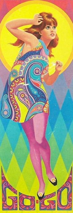 1967 Hippie She Comes In Color Poster Original printing Body Paint