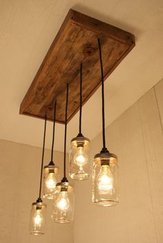jar lighting. replace florescent kitchen light mason jar chandelier lighting by bornagainwoodworks
